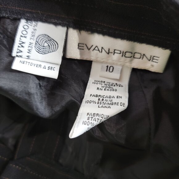 Evan-Picone Womens Black Pinstripe Wool Pleated Dress Pants Sz 10 Career Pockets - Picture 3 of 11